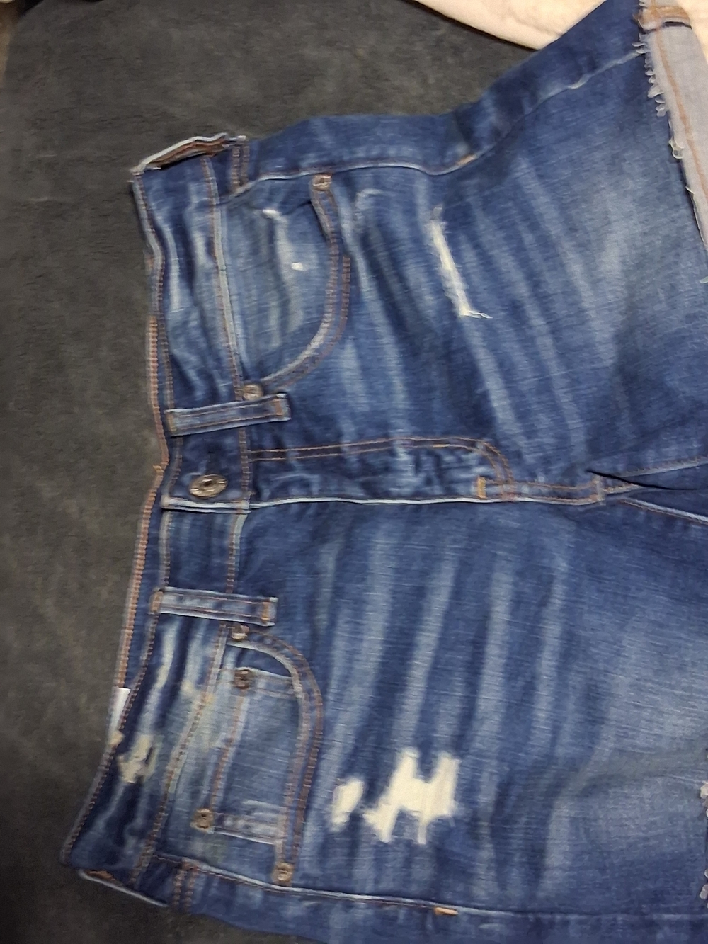 American Eagle Outfitters High-Rise Distressed Blue Denim Shorts